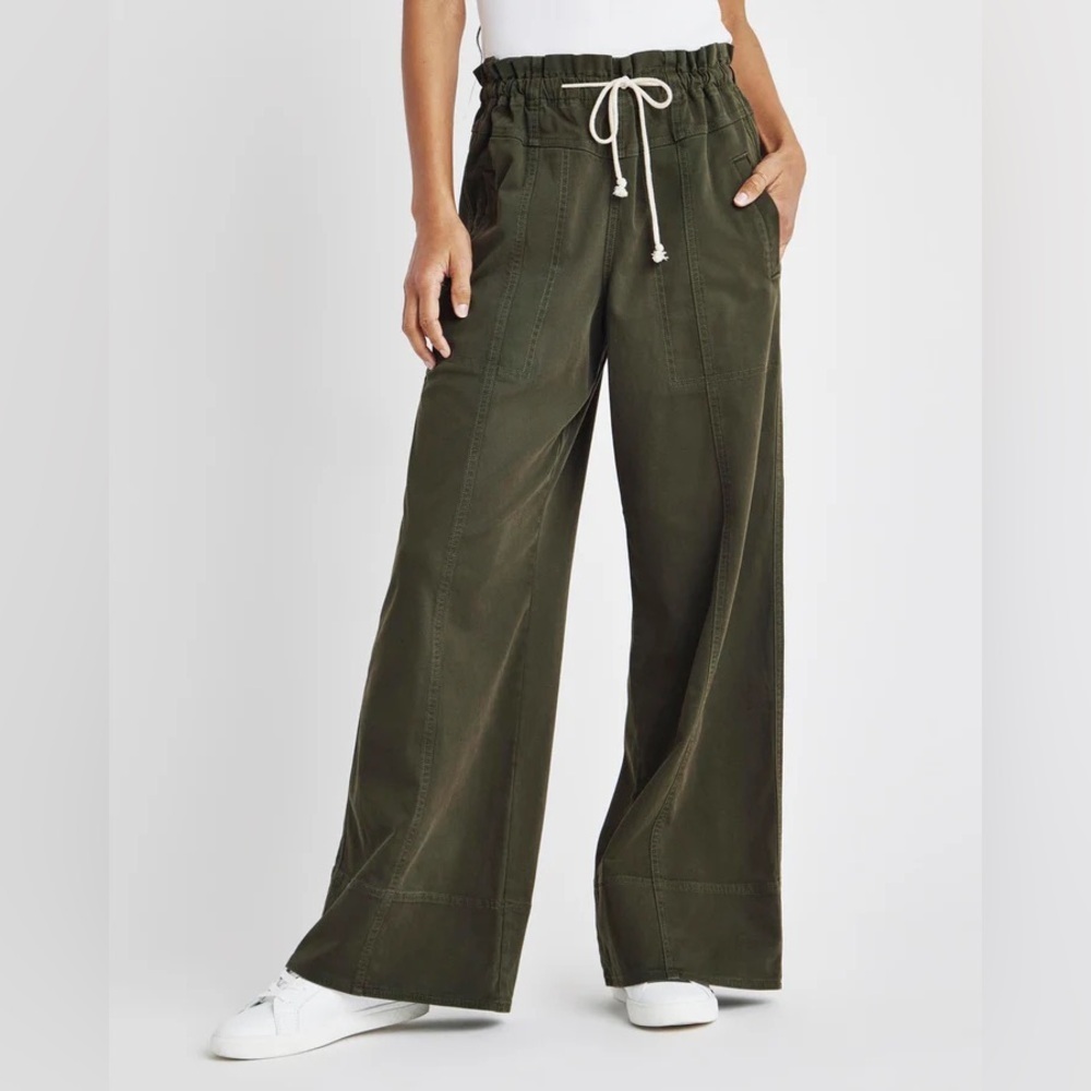 Splendid Annika Wide Leg Twill Pants Olive Khaki Green Women Small $188 RS4C720 - Picture 3 of 7
